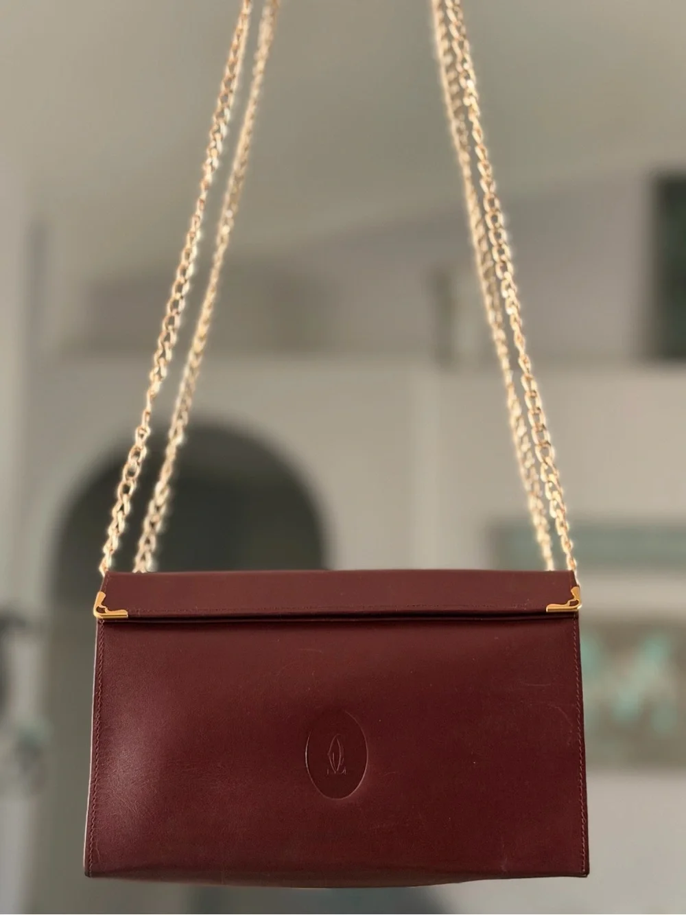 CARTIER Le Must de Cartier Clutch & Chain Shoulder Bag Double Snap Closure